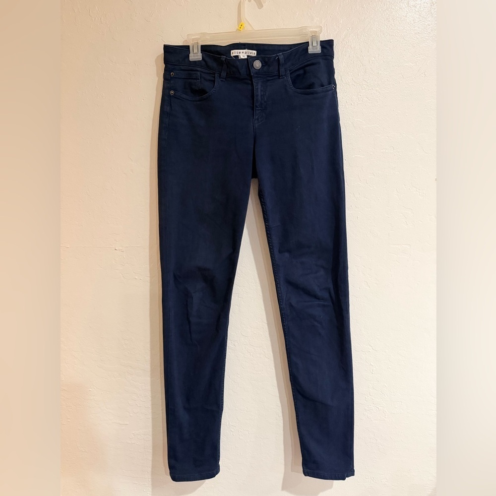 Alice + Olivia Jane Navy Low-Rise Cotton-blend Stretch Denim Jeans size 30